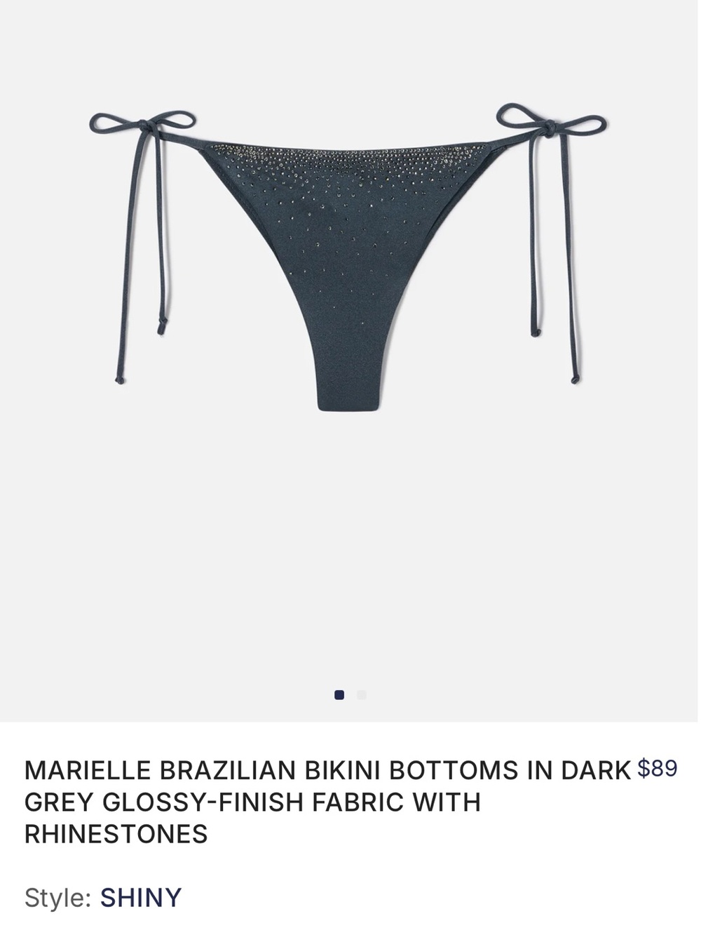Dark Grey Rhinestone Brazilian Bikini Bottoms - Picture 1 of 6